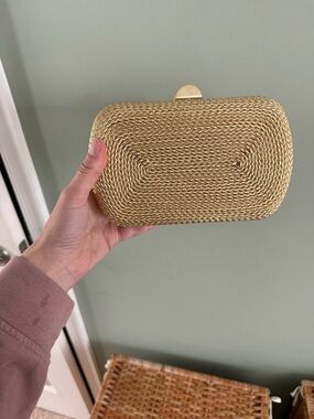 Olga Berg Woven Metallic Gold Clutch Wristlet